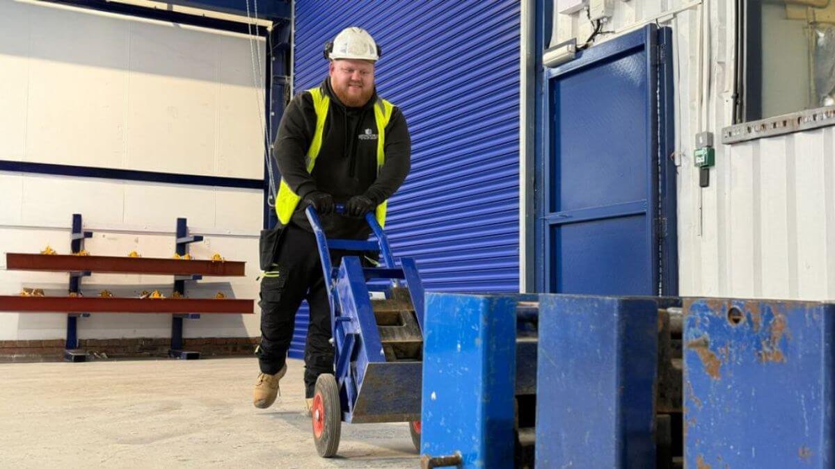 test weight module with stillage and wheeled trolley. Ready for site use.