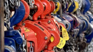 Chain blocks, certified and ready for hire