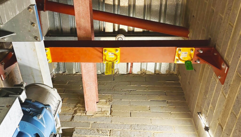 Lifting Eyes on Metal beams in a lift shaft