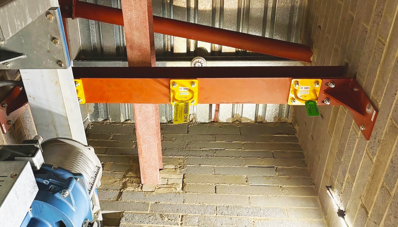 Lifting Eyes on Metal beams in a lift shaft