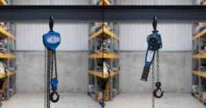 chain-block-vs-lever-hoist-chain-block-and-lever-hoist-hanging-from-i-beam